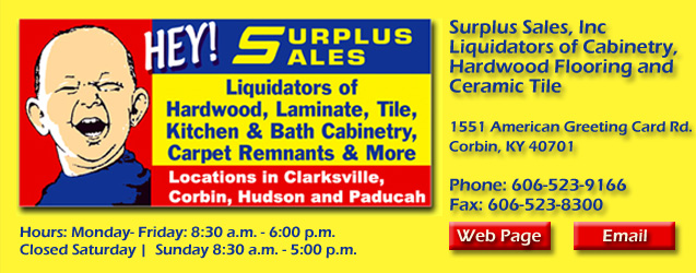 Surplus Sales, Hardwood, Laminate, Cabinetry, Ceramic Tile